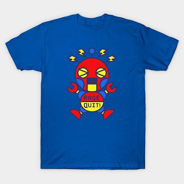 RAGE QUIT primary robot T-Shirt by Red_Flare_Art